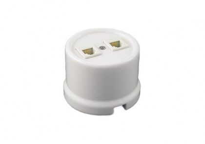 Розетка тел+комп.Ретро В1-303-21,RJ11+RJ45,белый