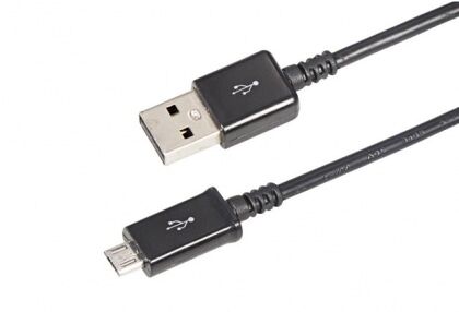 Кабель USB microUSB длинный штекер шнур плоский 1м черный