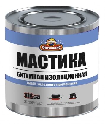 Мастика битумно-изоляционная МБИ Оптилюкс, 1,8кг, банка