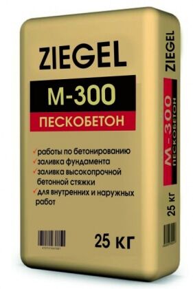 Смесь цементно-песчанная Ziegel Пескобетон М-300 (25кг)