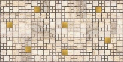 Панель ПВХ декоративная 480х955мм Мозаика Мрамор с золотом