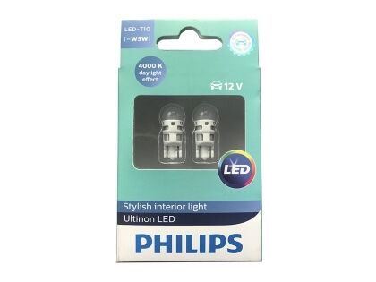 Автолампа светодиодная Led White 11961 ULW4X2 Т10 4000К 12 V Philips (2шт)