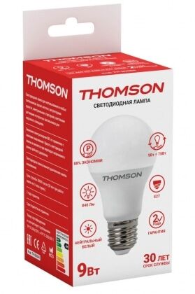 Лампа светодиодная THOMSON LED A60 9W E27 4000K