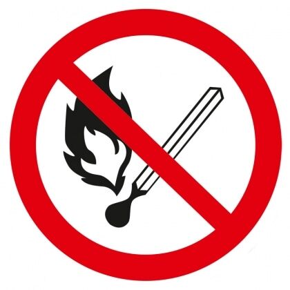 Наклейка Запрещается пользоваться открытым огнем и курить D180мм