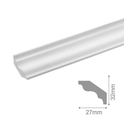Плинтус потолочный 27х32х2000 С12/35 Белый гладкий полистирол