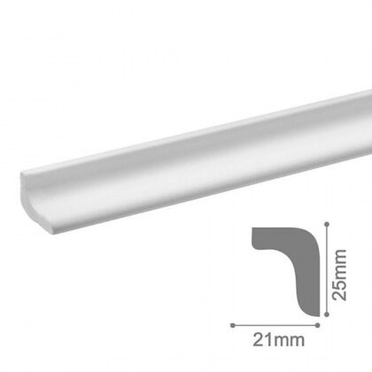 Плинтус потолочный 25х21х2000мм белый гладкий Солид 11/25 полистирол