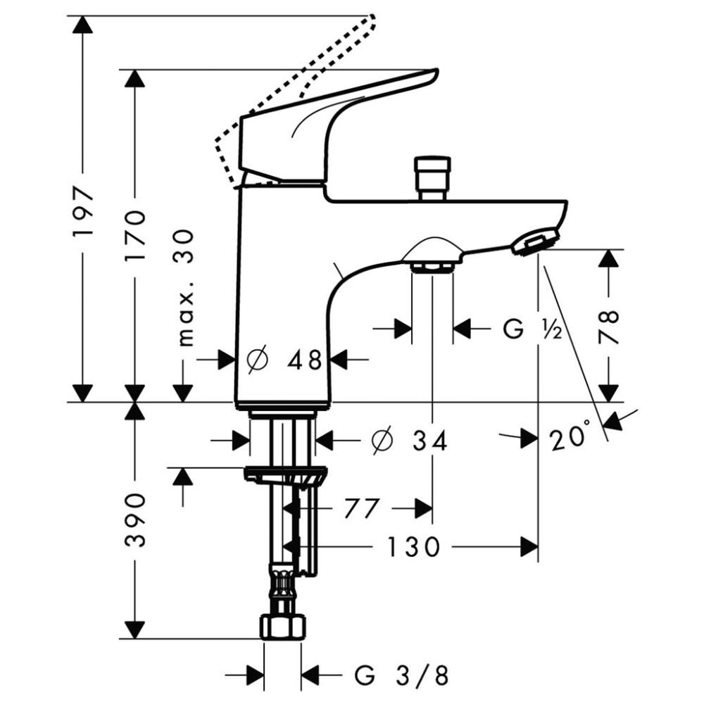 Смеситель для ванны HG Focus E2 Monotrou HANSGROHE 31930000