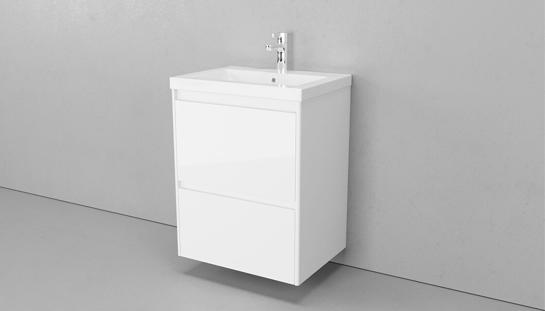 Тумба Klaufs 60.2Y белый+Столешница Klaufs 60 без отвер белая