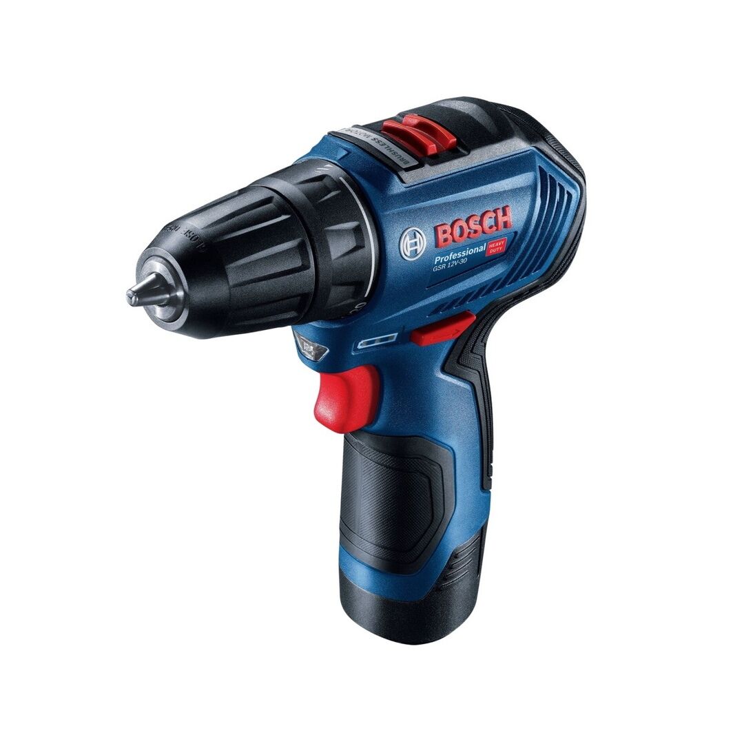 Дрель-шуруповерт BOSCH GSR 12V-30, 2Ач, с двумя аккумуляторами [06019g9020]