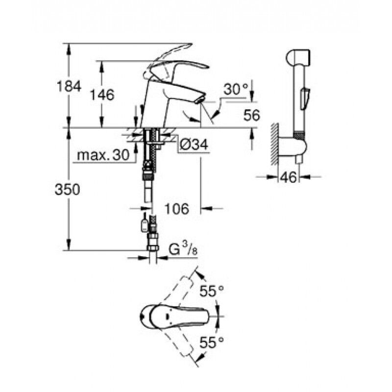 Смеситель для раковины Eurosmart 23124002 GROHE