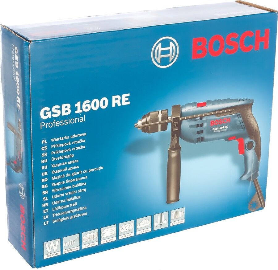 Дрель ударная BOSCH GSB 1600 RE Professional [0601218121]