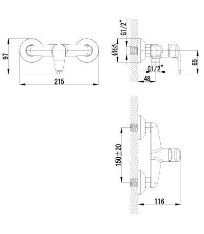 Смеситель настенный LEMARK PRAMEN (LM3318C) 25067