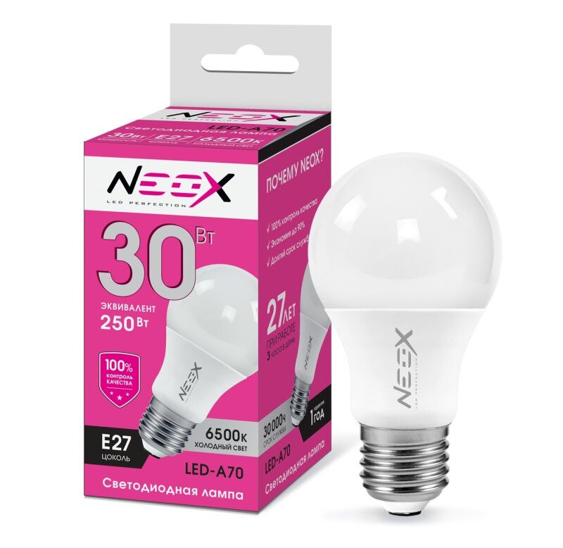 Лампа LED-A70 30Вт 230В Е27 6500К 2400Лм NEOX