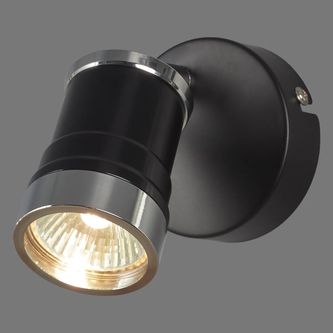 Спот СНС 50Вт GU10 230В 50Гц IP44 Юкка черный/хром ТDM