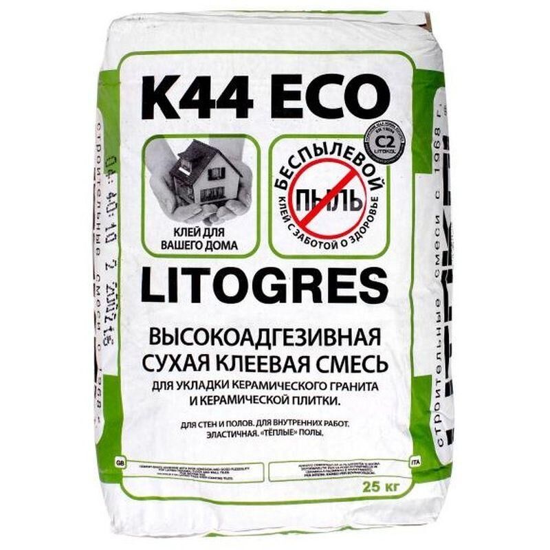 Клей плиточный беспылевая Litogres К44 ECO 25кг