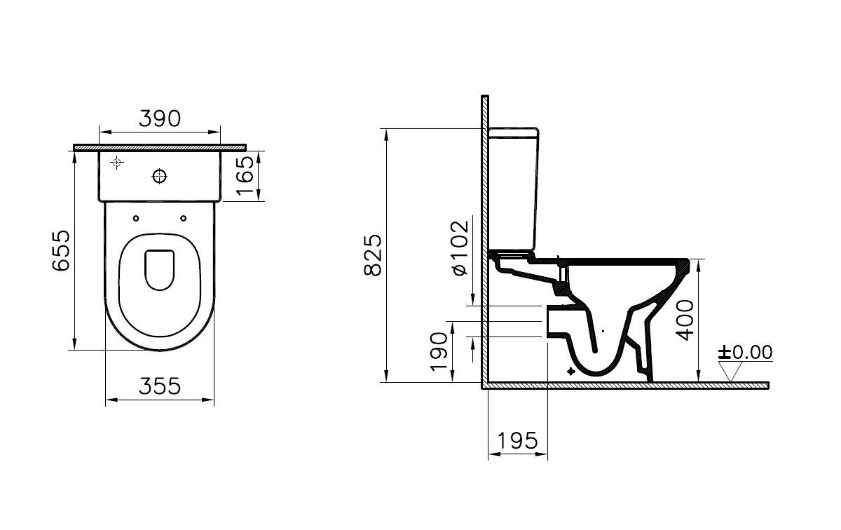 Комплект безободкового унитаза S50 Open-back 9797B003-7204