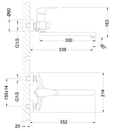 Смеситель универсальный LEMARK LINARA (LM0451C)