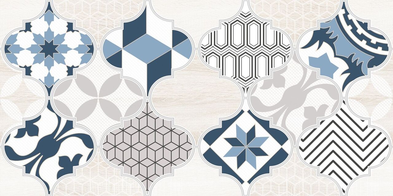 1641-8630 Настенная плитка декор2 Мореска 1641-8630 20х40 синяя