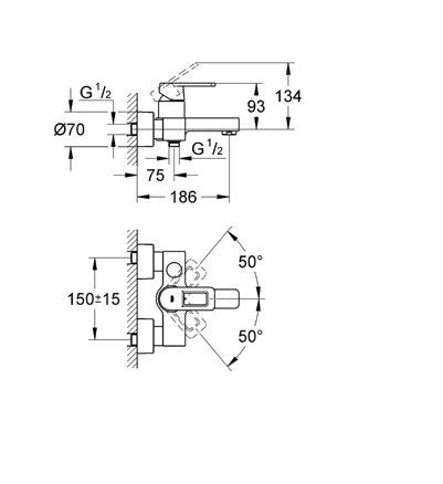 Смеситель д/ванны 1-рыч  32638 000 Quadra GROHE