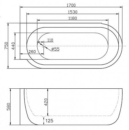 Ванна BELBAGNO BB11-1700R