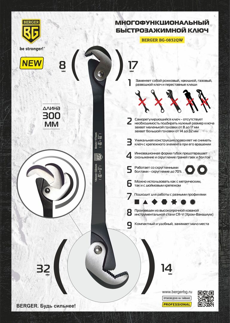 Ключ многофункциональный BG-0832QW BERGER