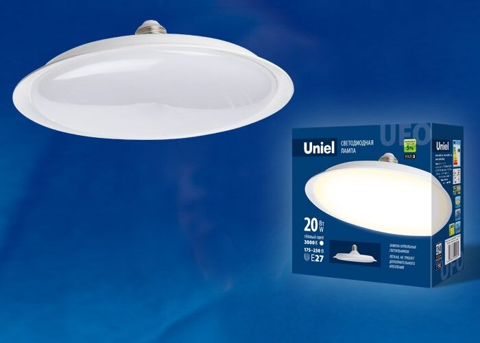 Лампа LED-U165-20W/4000K/E27/FR PLU01WH