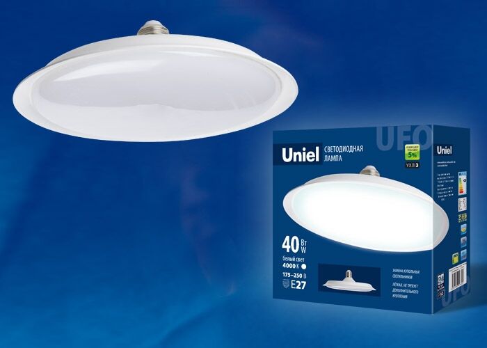 Лампа LED-U220-40W/4000K/E27/FR PLU01WH