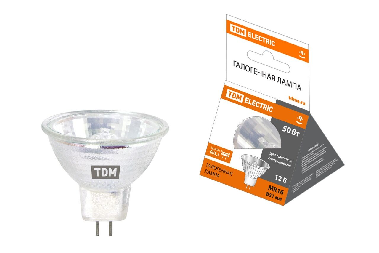 Лампа MR-16-50 Вт-12 В GU 5,3 с отражателем TDM