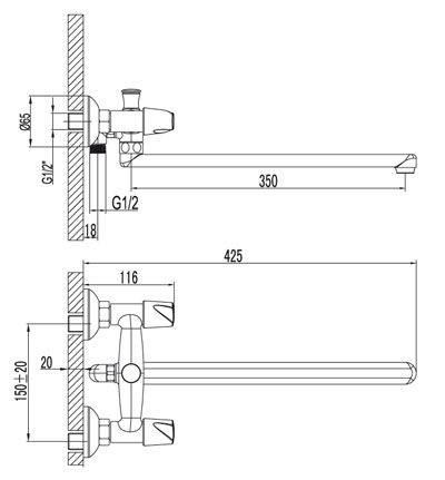 Смеситель в/д LEMARK DANCE (LM2401C) 14877