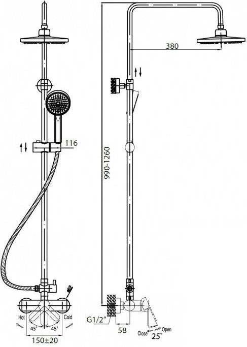 Колонна душевая со смесителем LACONICO-C-CVD1-BLC