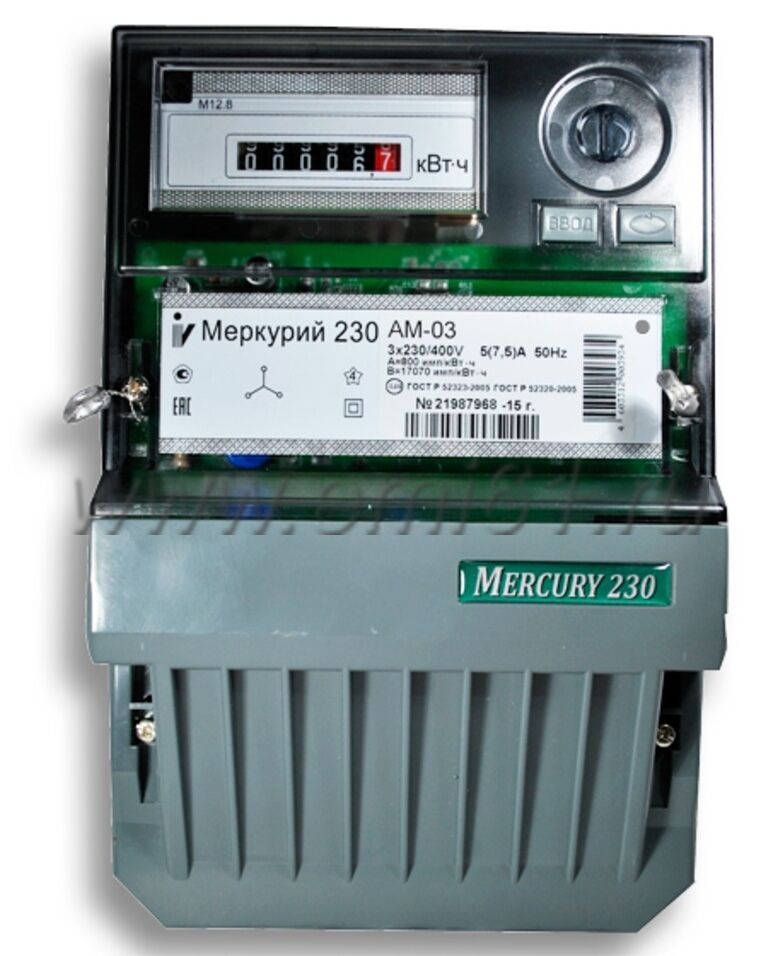 Счетчик Меркурий 230АМ -03 3-х фаз 5-7,5А