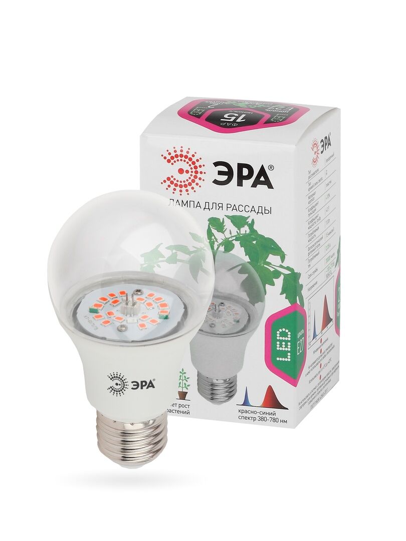 Лампа ЭРА FITO-10W-RB-E27-K красно-синяя