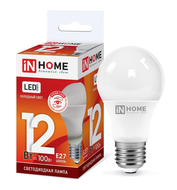 Лампа LED-A60-VC 12Вт 230В Е27 6500К 1080Лм IN HOME