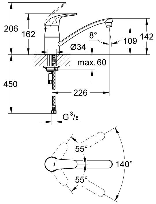 Смеситель для мойки Euroeco 32750000 GROHE