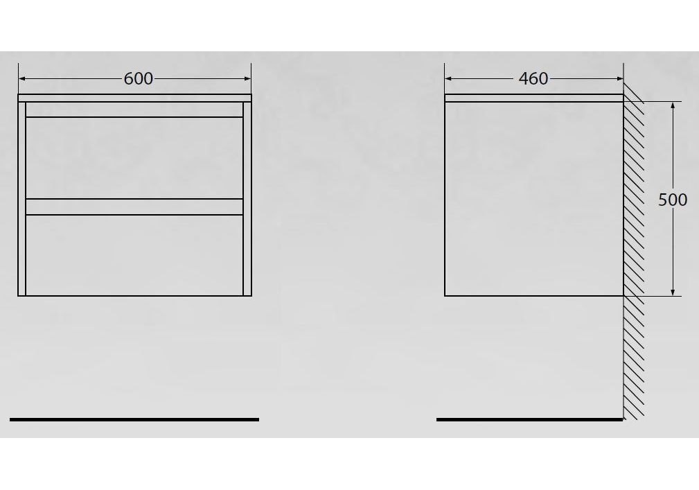 База под раковину KRAFT-600-2C-SO-RNN + Раковина BB600ETL