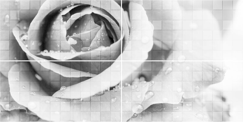 Декор GlobalTile UNICA_GT Роза 80*40 панно из 4-х пл 1608-0109