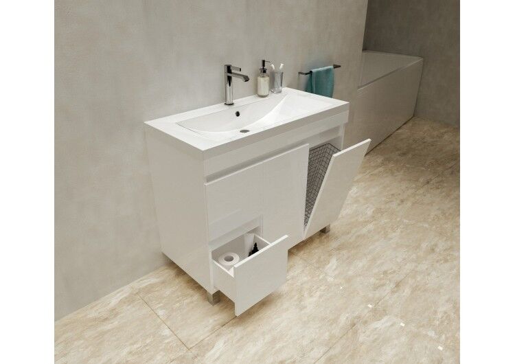 Тумба Cube 100Н 2д 2я б/к Белый глянец