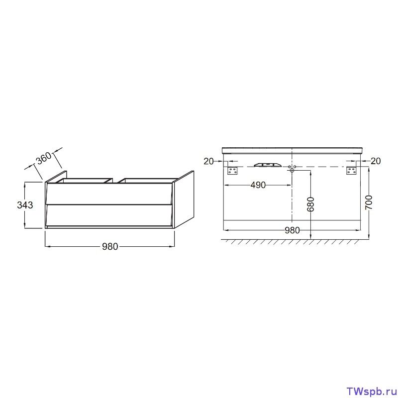 Тумба  Jacob Delafon Escale EB760-G1C, белый бриллиант, 98 см