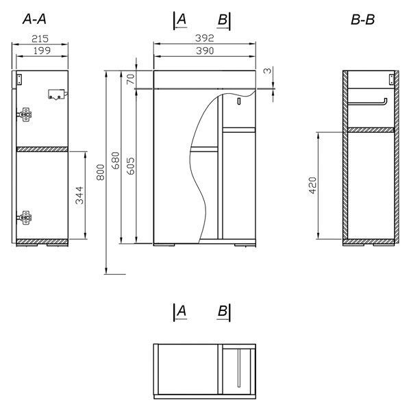 Тумба под раковину Smart B-SU-SMA-CO40/Wh