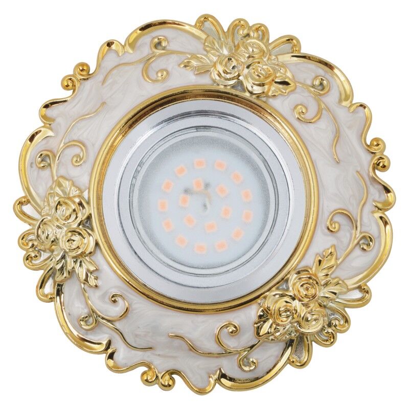 Светильник DLS-A105 GU5.3 CHROME/BEIGE+GOLD